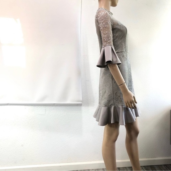 Chi Chi London Tulle Lace Prom Midi Dress - Grey - Picture 15 of 16